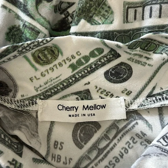 Cherry Mellow $100 Bills Long Sleeve Crop Top Shirt **Size M** 💵💵 - Picture 4 of 4